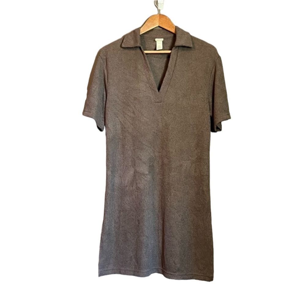 H&M brown knit‎ short sleeve dress with collar